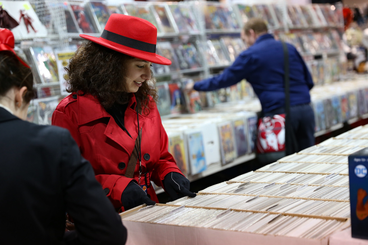 A person in cosplay shops at the Calgary Expo