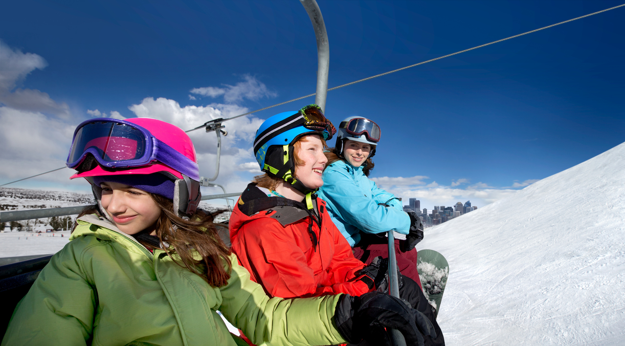 Kids on the chairlift at Calaway Park near Calgary